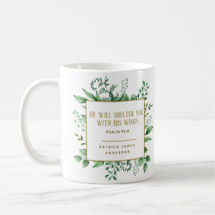 Psalm 91:4 He will shelter you Custom Name         Coffee Mug