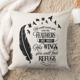 Psalm 91:4 Inspirational  Throw Pillow