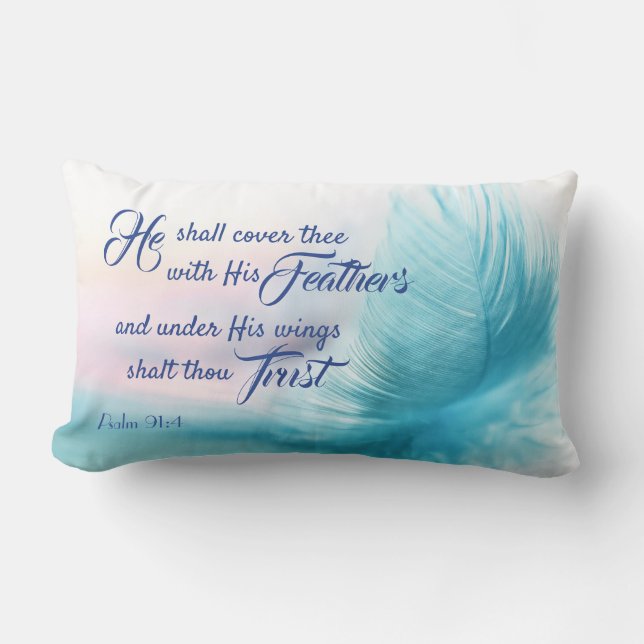 Psalm 91:4 Lumbar Pillow - King James Version (Front)