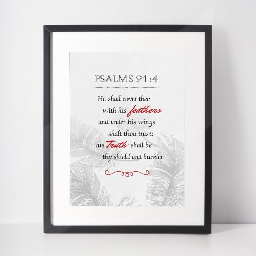 Psalm 914 Monochrome Feathers Poster