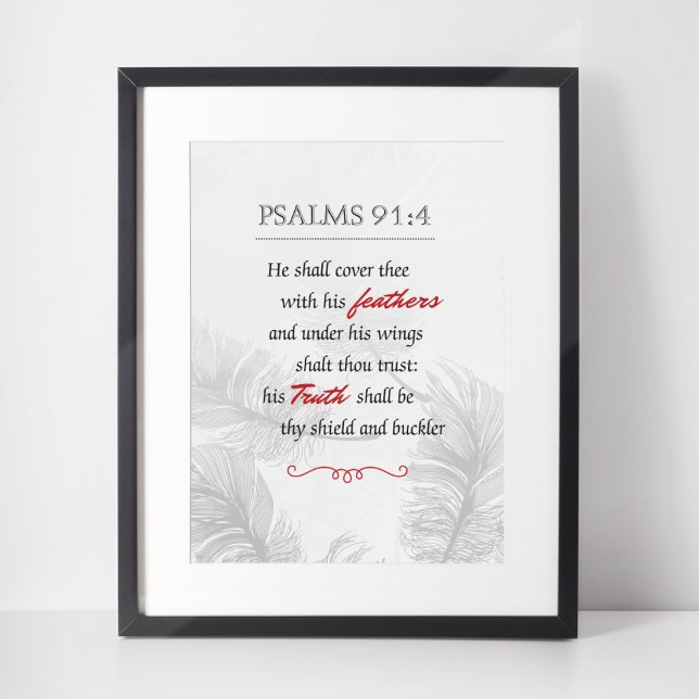 Psalm 91:4 Monochrome Feathers Poster (Creator Uploaded)