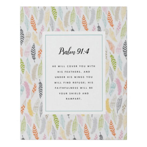 Psalm 914 Scripture and Feather Design Art Print