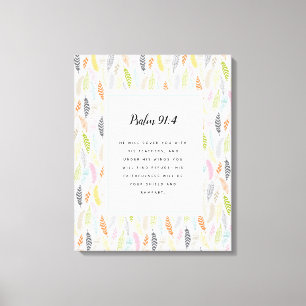 Psalm 91:4 Scripture and Feather Design Art Print