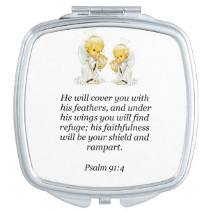 Psalm 91:4 Square Compact Mirror