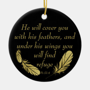 Psalm 91:4 Wings God's protection Bible Scripture Ceramic Ornament