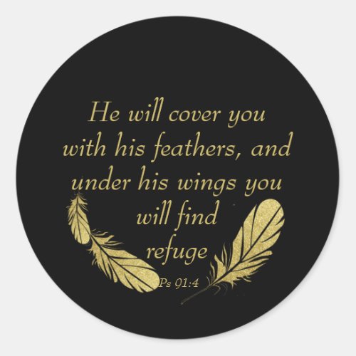 Psalm 914 Wings Gods protection Bible Scripture  Classic Round Sticker