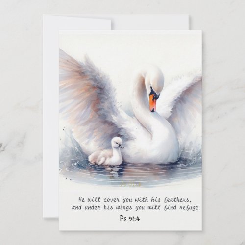 Psalm 914 Wings Gods protection Bible Scripture Holiday Card