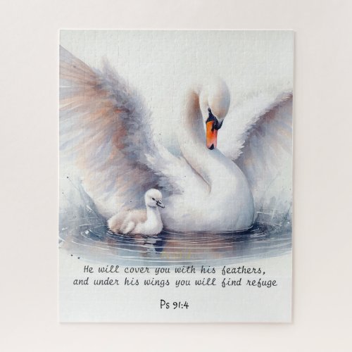 Psalm 914 Wings Gods protection Bible Scripture Jigsaw Puzzle