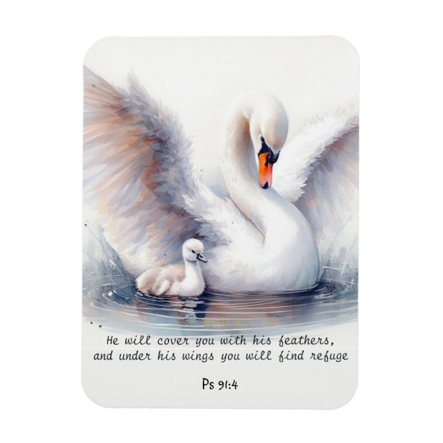 Psalm 91:4 Wings God's protection Bible Scripture Magnet (Vertical)