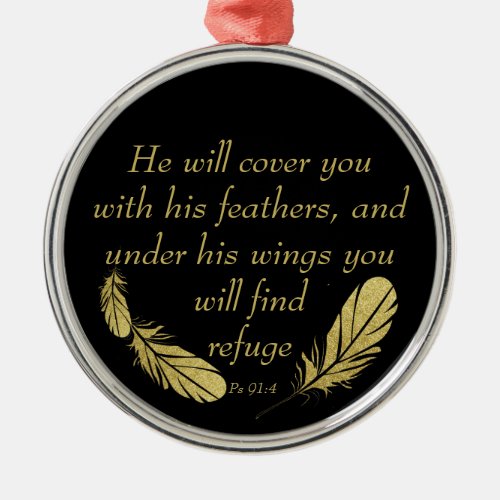 Psalm 914 Wings Gods protection Bible Scripture  Metal Ornament
