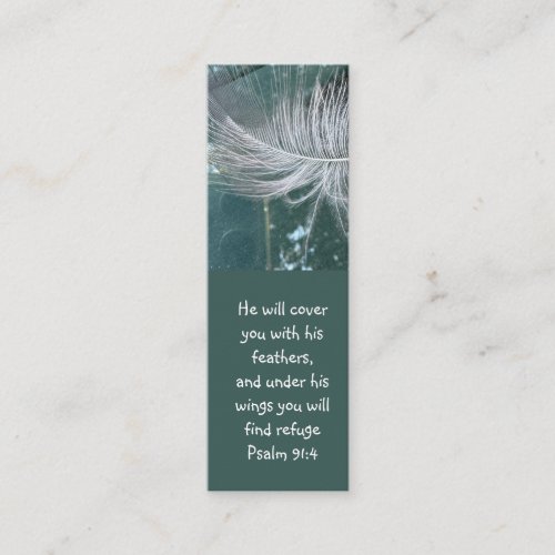 Psalm 914 Wings Gods protection Bible Scripture Mini Business Card