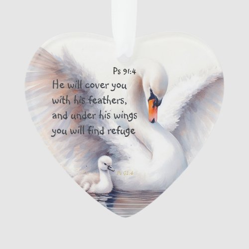 Psalm 914 Wings Gods protection Bible Scripture Ornament