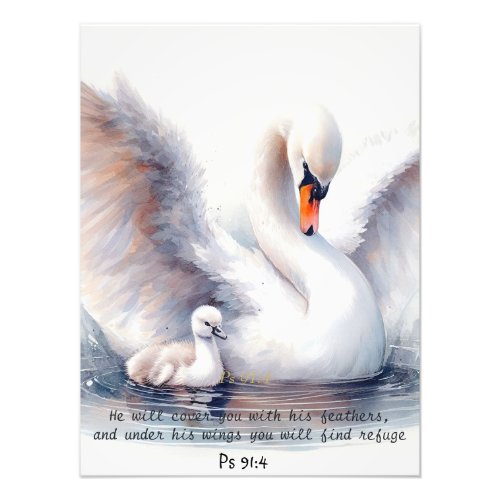Psalm 914 Wings Gods protection Bible Scripture Photo Print