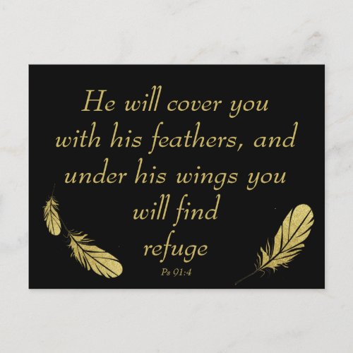 Psalm 914 Wings Gods protection Bible Scripture  Postcard