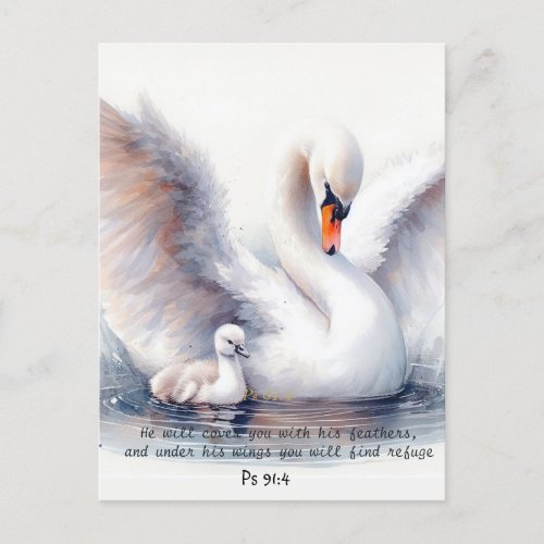 Psalm 914 Wings Gods protection Bible Scripture Postcard