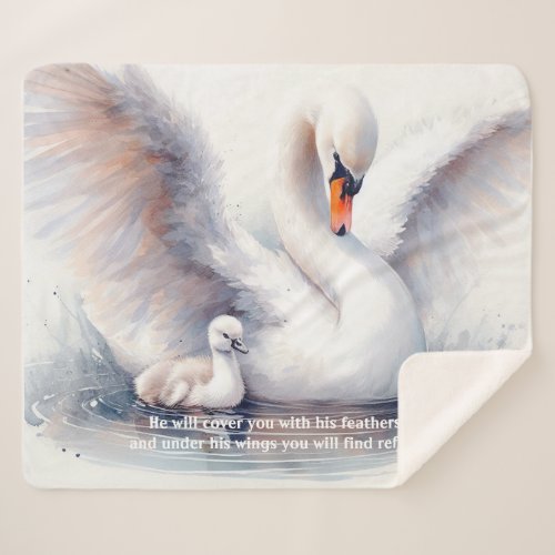 Psalm 914 Wings Gods protection Bible Scripture Sherpa Blanket