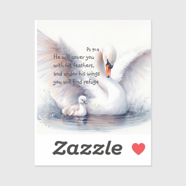 Psalm 91:4 Wings God's protection Bible Scripture Sticker (Sheet)