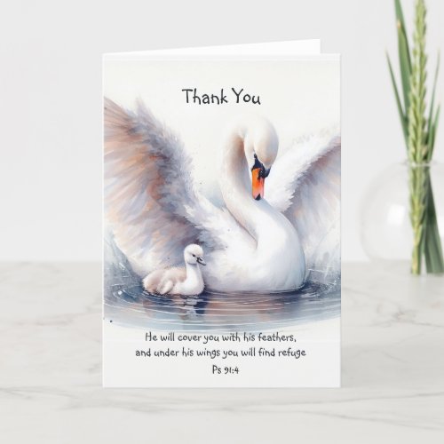 Psalm 914 Wings Gods protection Bible Scripture Thank You Card