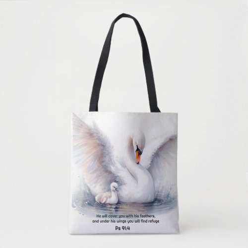Psalm 914 Wings Gods protection Bible Scripture Tote Bag