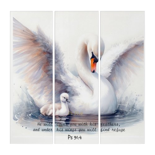 Psalm 914 Wings Gods protection Bible Scripture Triptych