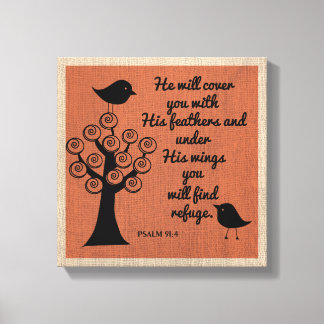 Psalm 91:4 Wrapped Canvas Print