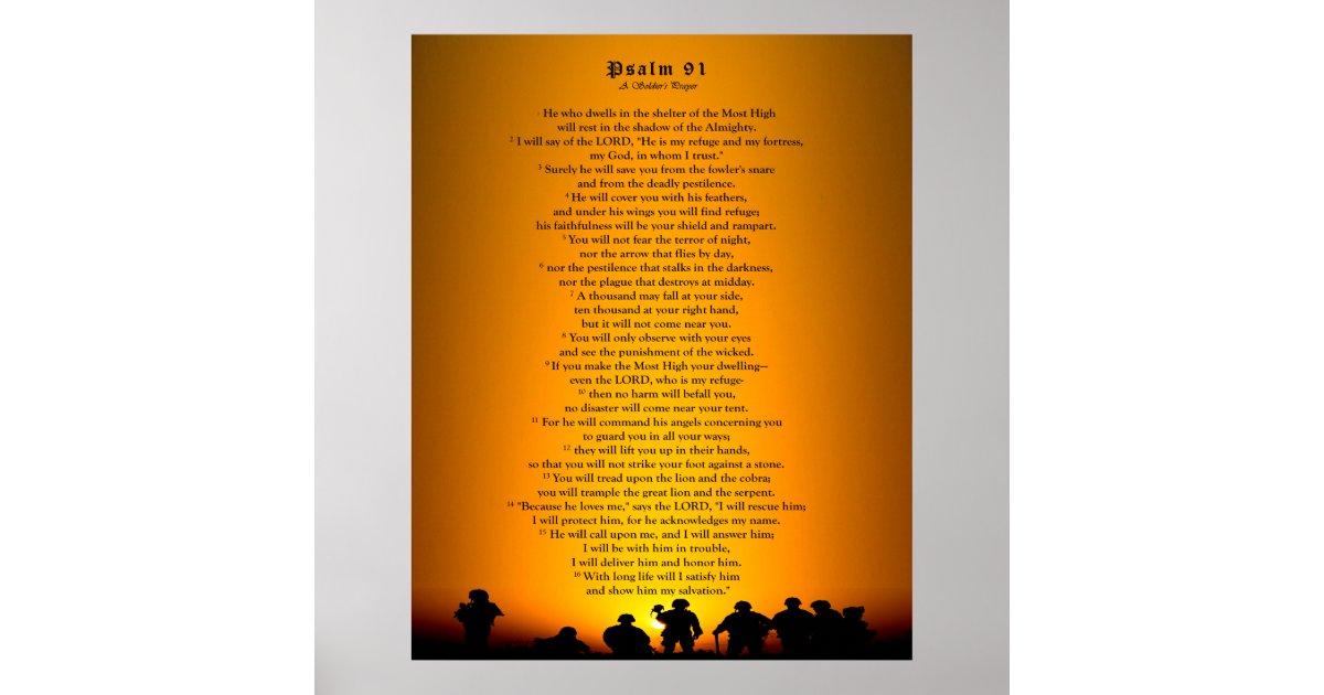 Psalm 91 - A Soldier's Prayer Poster | Zazzle