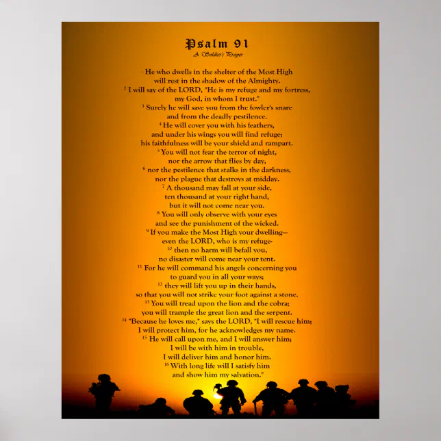 Psalm 91 - A Soldier's Prayer Poster | Zazzle