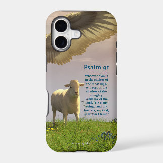 Psalm 91 and a Sheep under His Wings iPhone 17 Case