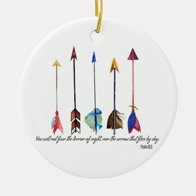Psalm 91 Arrow Ceramic Ornament (Front)