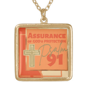 Psalm 91 Assurance of God's Protection Gold Plated Necklace