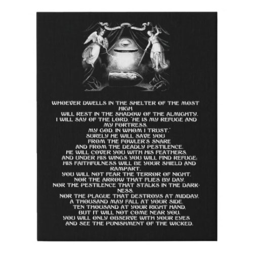 psalm 91 bible quote angels Religious art Faux Canvas Print