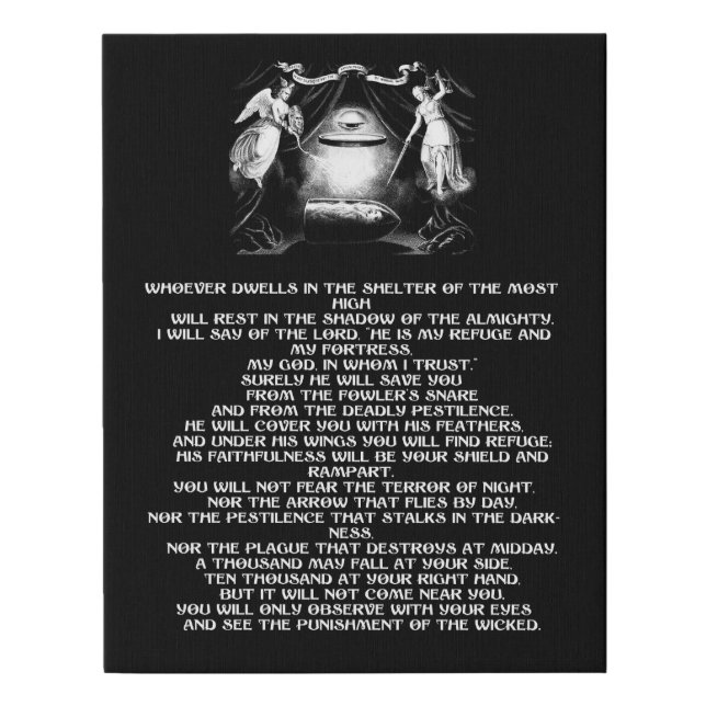 psalm 91 bible quote angels Religious art Faux Canvas Print (Front)
