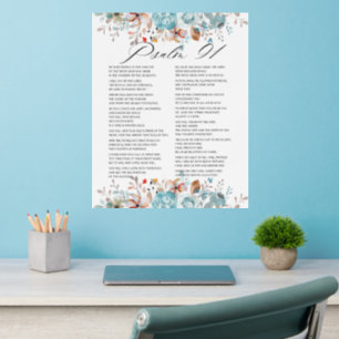 Psalm 91 Bible Scripture Floral Wall Decal