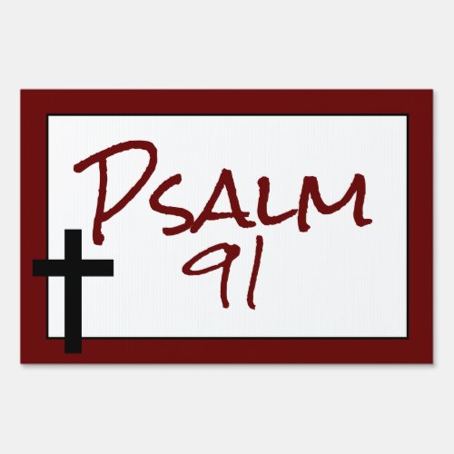 Psalm 91 Bible Verse and Cross Yard Sign