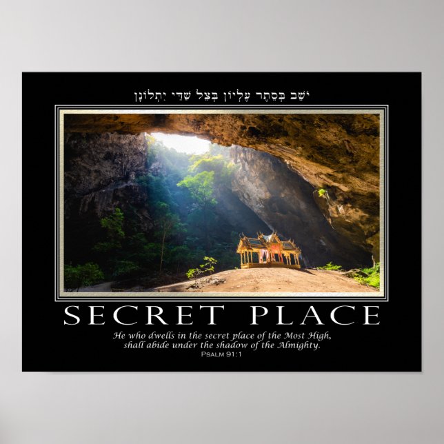 Psalm 91 Bible Verse English Hebrew Inspirational Poster (Front)
