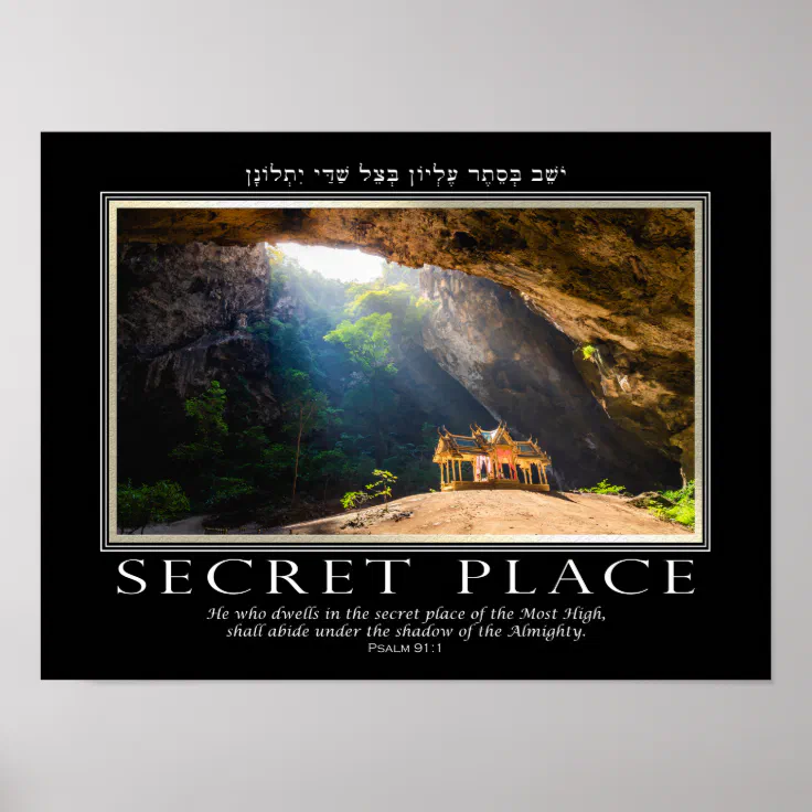 Psalm 91 Bible Verse English Hebrew Inspirational Poster