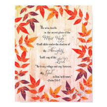 Psalm 91 Bible Verse Scripture Autumn Leaves
