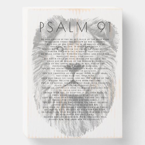 Psalm 91 Bible Verses Rustic Bold Lion Face Wooden Box Sign