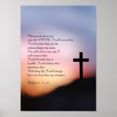 Psalm 91 black cross on the hill and sunset poster | Zazzle