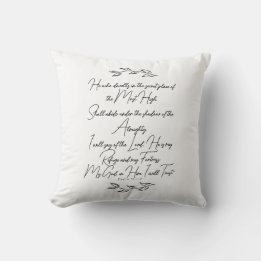 Psalm 91 Black & White Botanical Christian  Throw Pillow