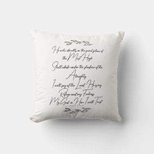 Psalm 91 Black & White Botanical Christian  Throw Pillow