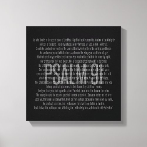 Psalm 91 Black  White Scripture Modern Wall Art
