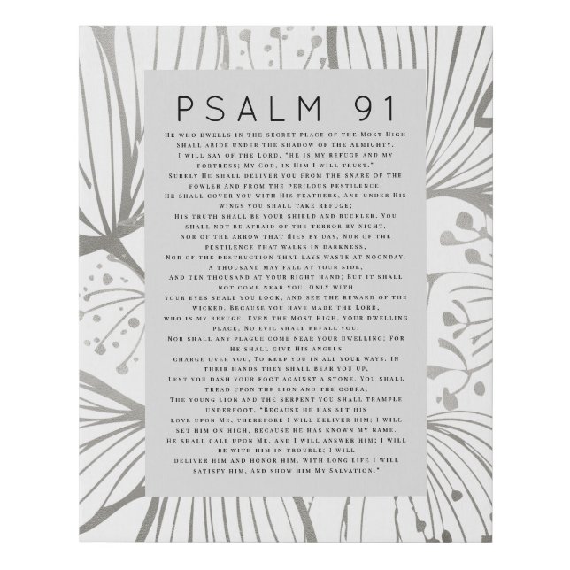 Psalm 91 Botanical Christian Faux Canvas Print (Front)