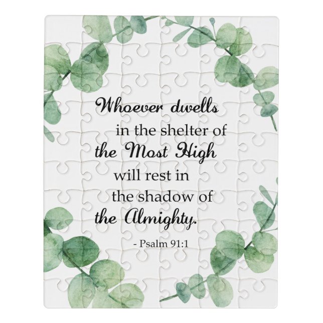 Psalm 91 Christian Faith Bible Verse Eucalyptus Jigsaw Puzzle (Puzzle Vertical)