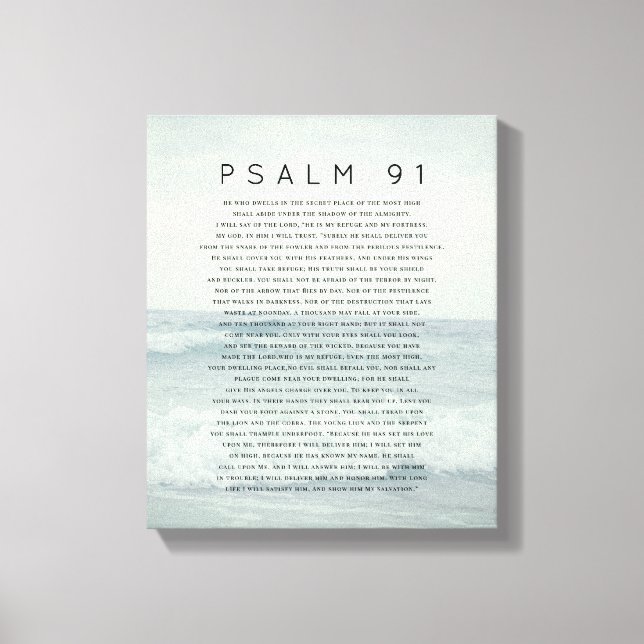 Psalm 91 Coastal Beach Waves Canvas Print (Front)