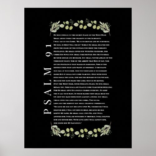 Psalm 91 Eucalyptus Leaves Bible Verses  Poster