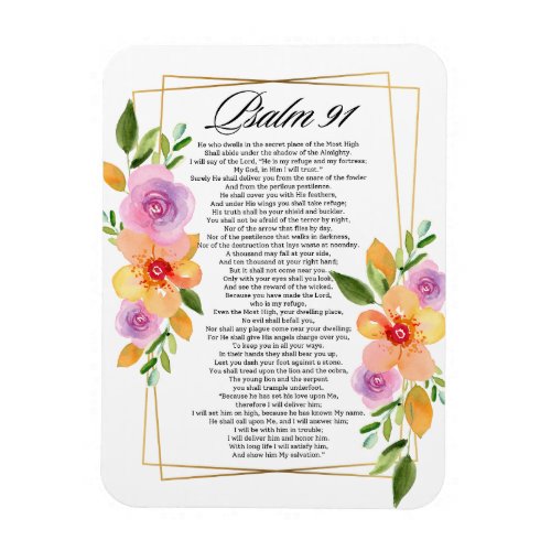 Psalm 91 Floral Geometric Frame Magnet