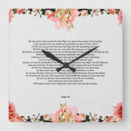 Psalm 91 Flower Acrylic Wall Clock