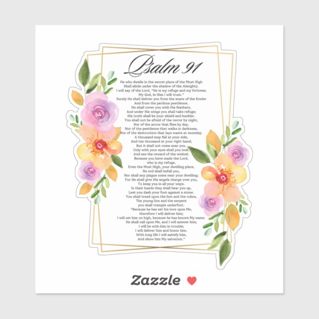 Psalm 91 Geometric Frame Floral Sticker (Sheet)