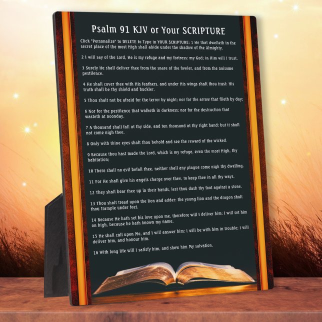 Psalm 91 gifts or Your Favorite Scripture Plaque, Plaque (Psalm 91 prayer personalized for family and friends. Psalm 91 personalised. Psalms 91 plaque, KJV.)